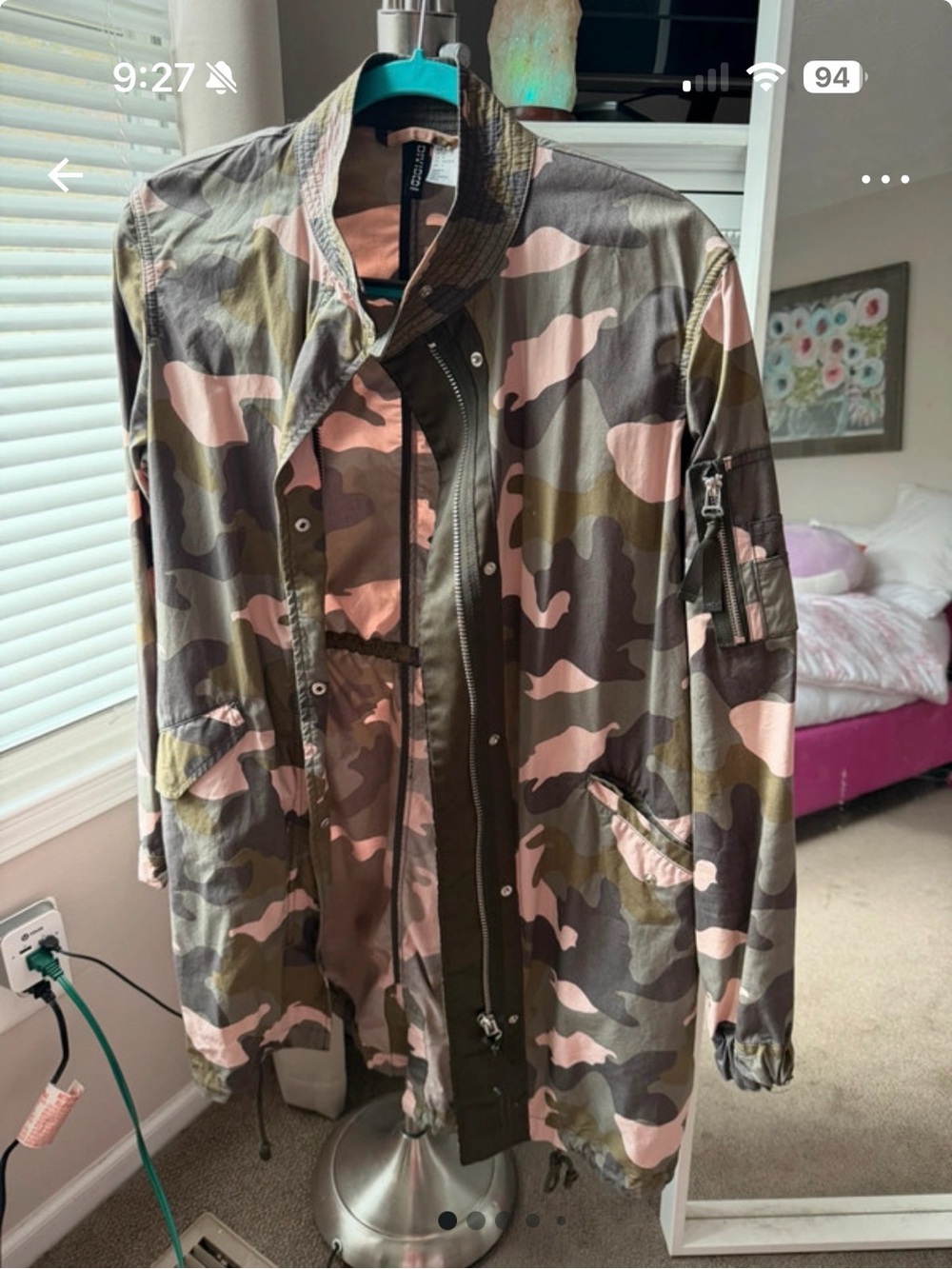 H&M Women’s Pink & Olive Camo Utility Jacket